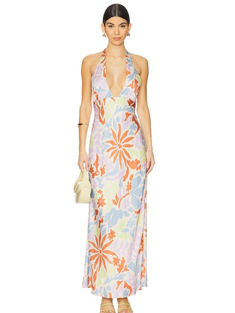 l*space Tuscany Halter Maxi Dress in Botany Bay Color NWT size Small